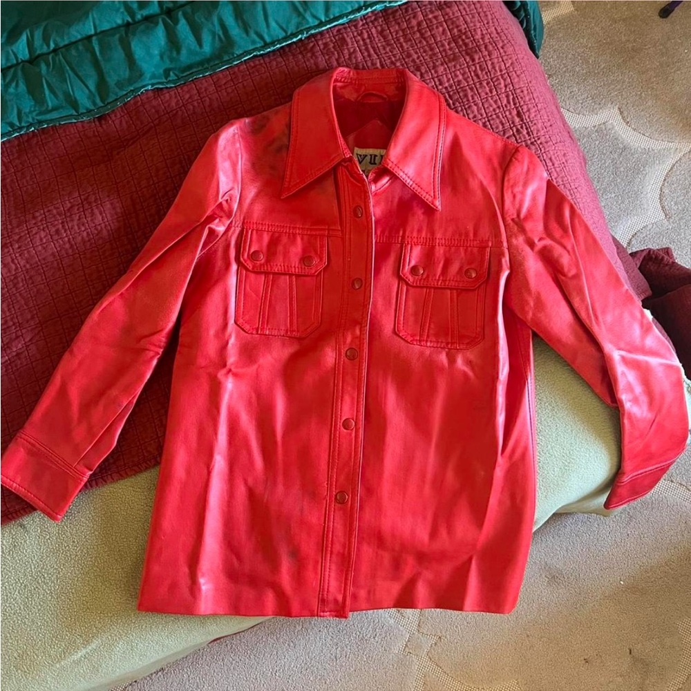 Cherry Red Faux Leather Jacket